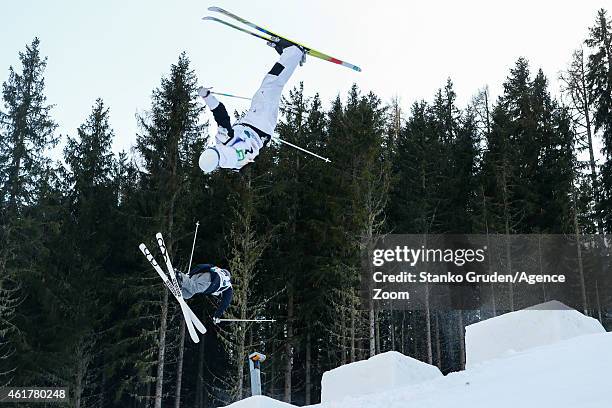 Philippe Marquis of Canada takes 2nd place during the FIS Freestyle Ski World Championships Men's and Women's Dual Moguls on January 19, 2015 in...