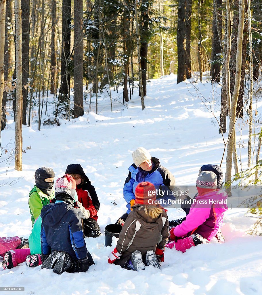 Juniper Hill elementary school in Alna where lesson plans are held outside