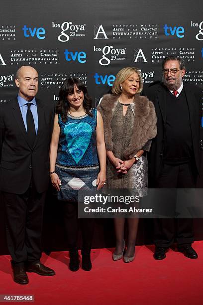 Actor Antonio Resines, actress Judith Colell, Ana Isabel Marino and Enrique Gonzalez Macho attend the 29th Goya Awards Nominated party at the Canal...