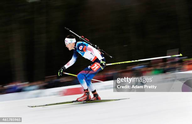 Leif Nordgren of the USA in action during the 20km mens individual on day four of the E.On IBU World Cup Biathlonon January 11, 2014 in Ruhpolding,...