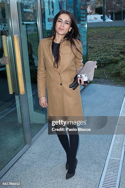 Singer Maria Reyes Rebolledo is seen arriving to the 29th Goya awards nominated party at 'Teatros del Canal' on January 19, 2015 in Madrid, Spain.