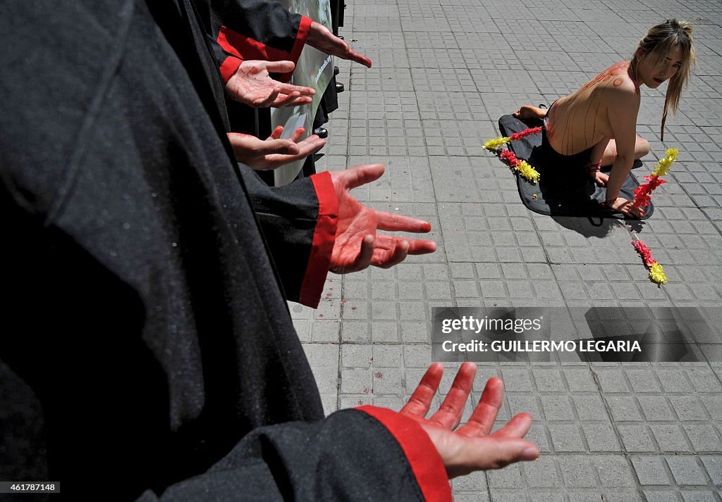 COLOMBIA-BULLFIGHTING-PROTEST