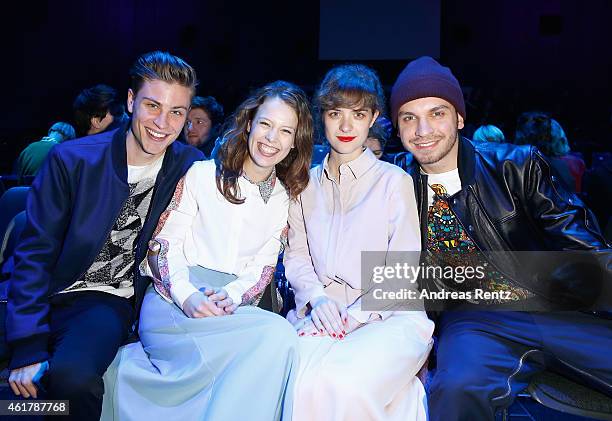 Jannik Schuermann, Paula Beer, Liv Lisa Fries and Edin Hasanovic attend the Kilian Kerner show during the Mercedes-Benz Fashion Week Berlin...