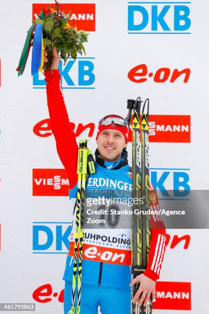 Evgeny Ustyugov of Russia takes 3rd place during the IBU Biathlon World Cup Men's 20km on January 11, 2014 in Ruhpolding, Germany.