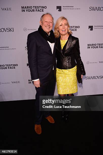 Axel Milberg and Judith Milberg attend 'Mario Testino: In Your Face Private View' Vernissage on January 19, 2015 in Berlin, Germany.