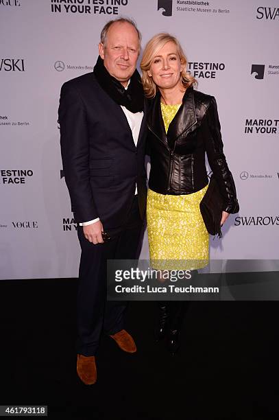 Axel Milberg and Judith Milberg attend 'Mario Testino: In Your Face Private View' Vernissage on January 19, 2015 in Berlin, Germany.