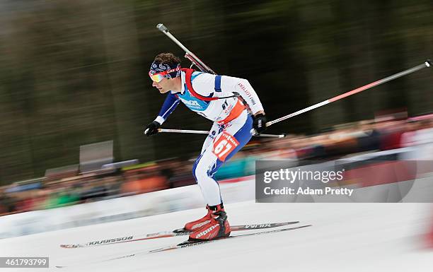 Marcel Laponder of Great Britain in action during the 20km mens individual on day four of the E.On IBU World Cup Biathlonon January 11, 2014 in...