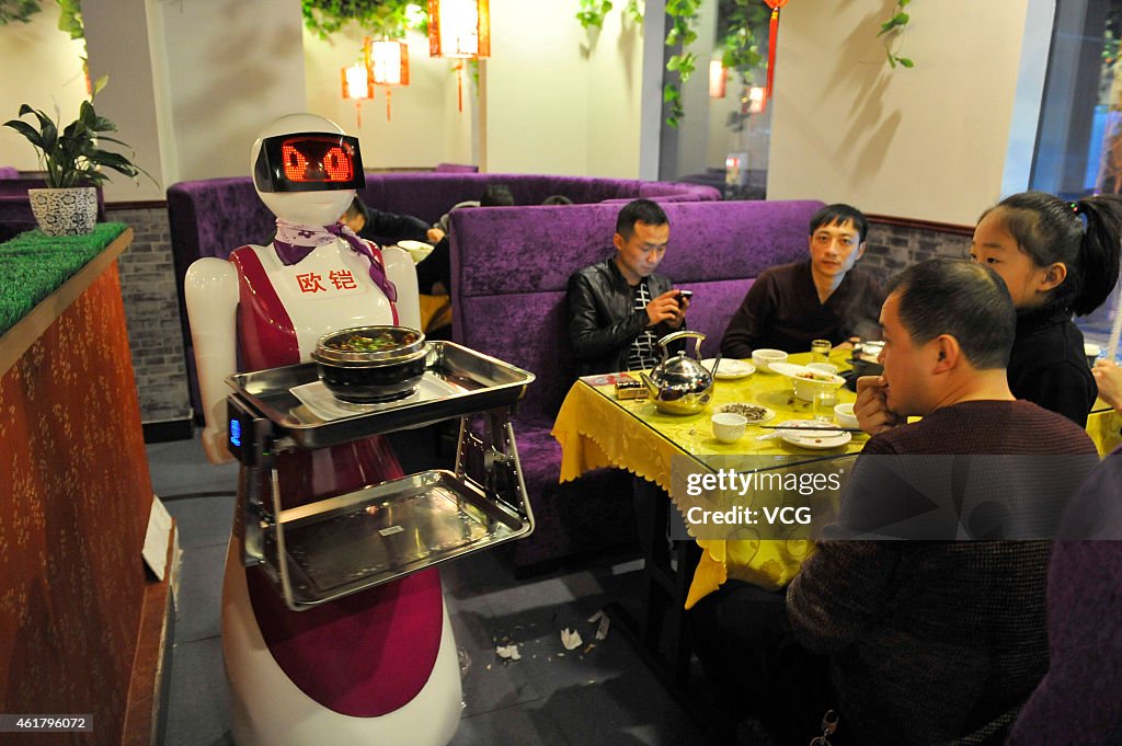 Robot Waitress In Shanxi