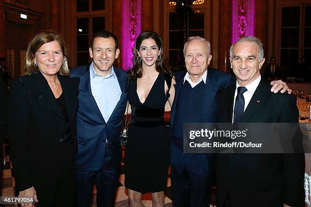Humorist Dany Boon , his wife Yael , CEO Pathe Jerome Seydoux , his wife Sophie and Cesar Academy President Alain Terzian attend Luc Besson receives...