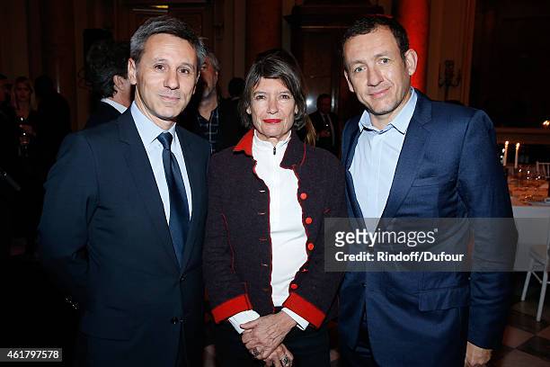 President of Monnaie de Paris, Christophe Beaux, President of Arte Chanel Veronique Cayla and humorist Dany Boon attend Luc Besson receives the First...