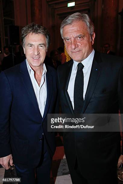 Actor Francois Cluzet and CEO Dior Sidney Toledano attend Luc Besson receives the First 'Gold Medal of the Academy of Arts and Techniques of Cinema'....