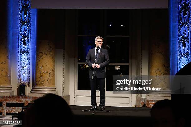 President of Monnaie de Paris, Christophe Beaux attends Luc Besson receives the First 'Gold Medal of the Academy of Arts and Techniques of Cinema'....