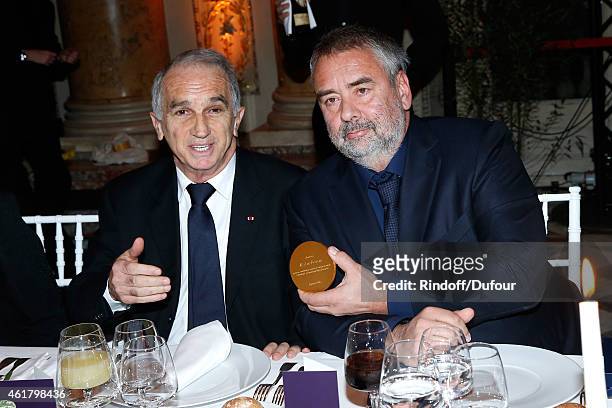 Cesar Academy President Alain Terzian and Director Luc besson attend Luc Besson receives the First 'Gold Medal of the Academy of Arts and Techniques...