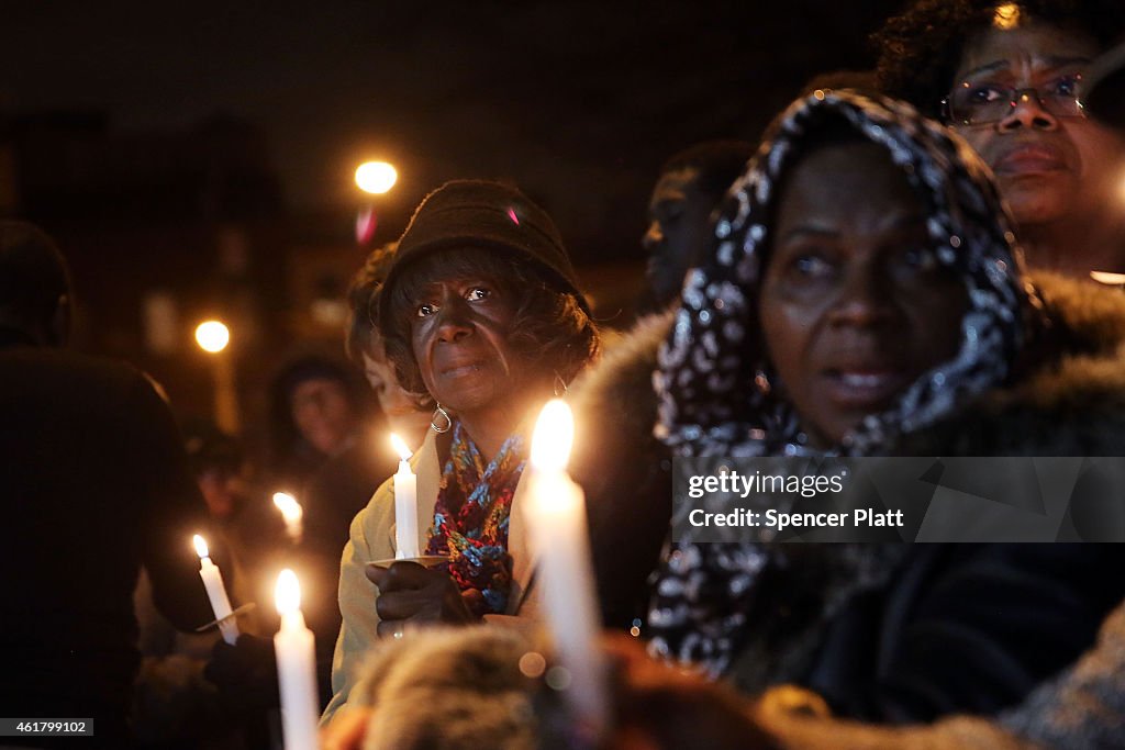 Rev. Al Sharpton Leads Vigils Around New York To Sites Of Recent Police Involved Deaths