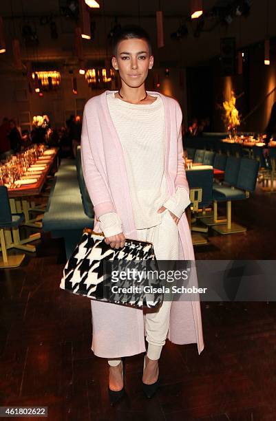 Alina Sueggeler, singer Frida Gold, attends the LaLa Berlin Dinner with Cinderella during the Mercedes-Benz Fashion Week Berlin Autumn/Winter 2015/16...