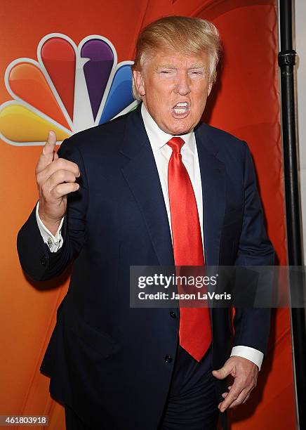 Donald Trump attends the NBCUniversal 2015 press tour at The Langham Huntington Hotel and Spa on January 16, 2015 in Pasadena, California.