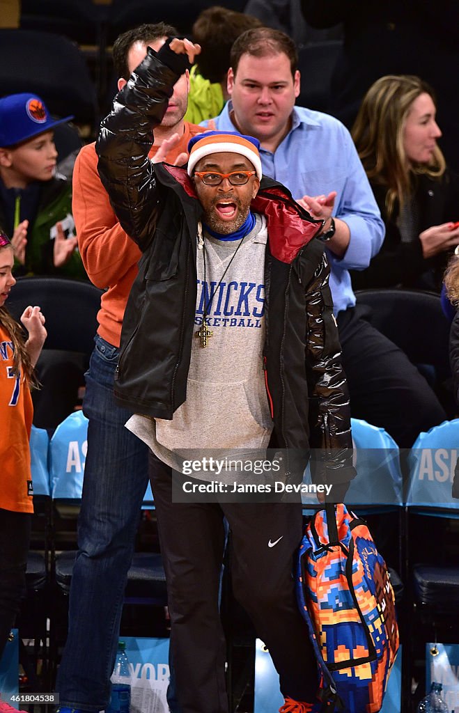Celebrities Attend The New Orleans Pelicans Vs New York Knicks Game - January 19, 2015