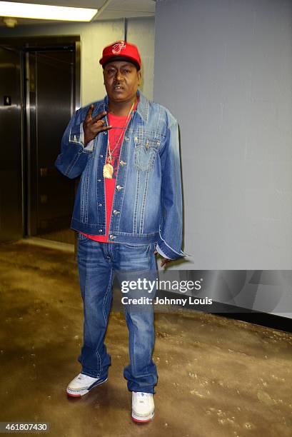 Trick Daddy backstage during The Festival of Laughs day1 at James L Knight Center on January 16, 2015 in Miami, Florida.