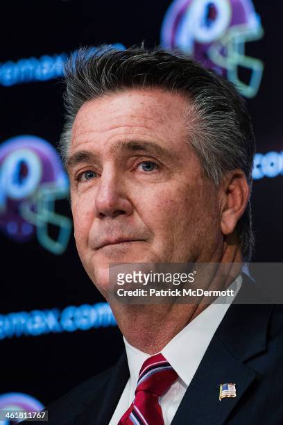 Washington Redskins Executive Vice President and General Manager Bruce Allen speaks as Jay Gruden is introduced as the new head coach of the...