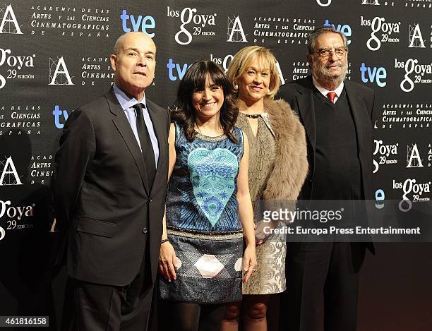 Antonio Resines, Ana Isabel Marino, guest and Enrique Gonzalez Macho attend the Goya Cinema Awards Nominated party on January 19, 2015 in Madrid,...