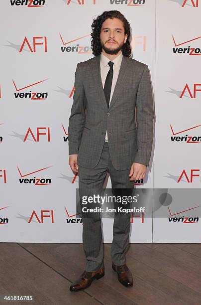 Actor Kit Harington arrives at the 14th Annual AFI Awards at Four Seasons Hotel Los Angeles at Beverly Hills on January 10, 2014 in Beverly Hills,...