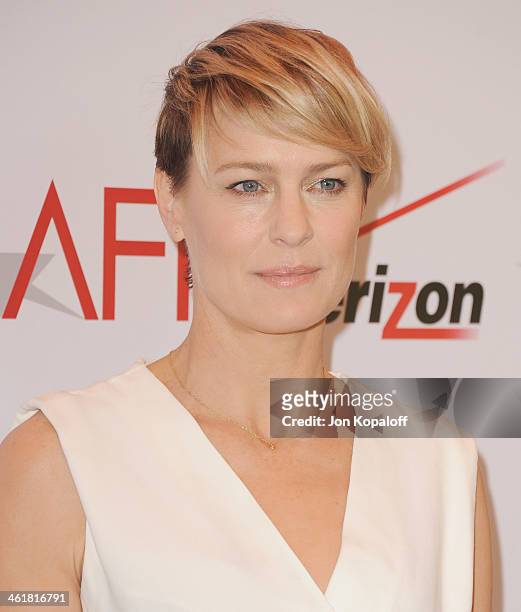 Actress Robin Wright arrives at the 14th Annual AFI Awards at Four Seasons Hotel Los Angeles at Beverly Hills on January 10, 2014 in Beverly Hills,...