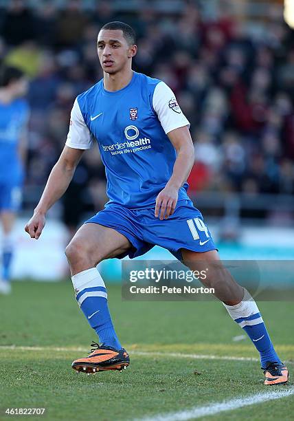 Lewis Montrose of York City in action during the Sky Bet League Two match between Northampton Town and York City at Sixfields Stadium on January 11,...