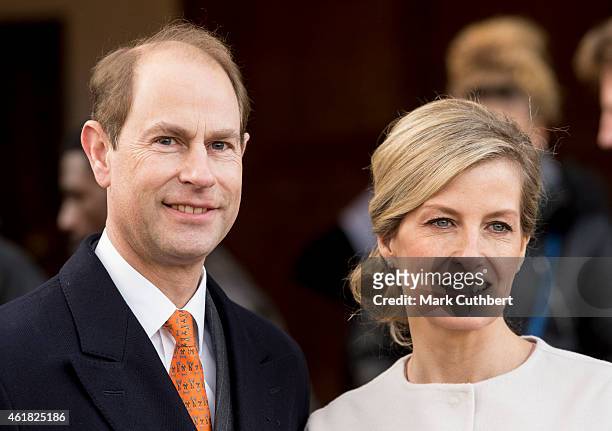 Prince Edward, Earl of Wessex and Sophie, Countess of Wessex during a visit to St Anselms Church on the occasion of the Countess' 50th birthday on...