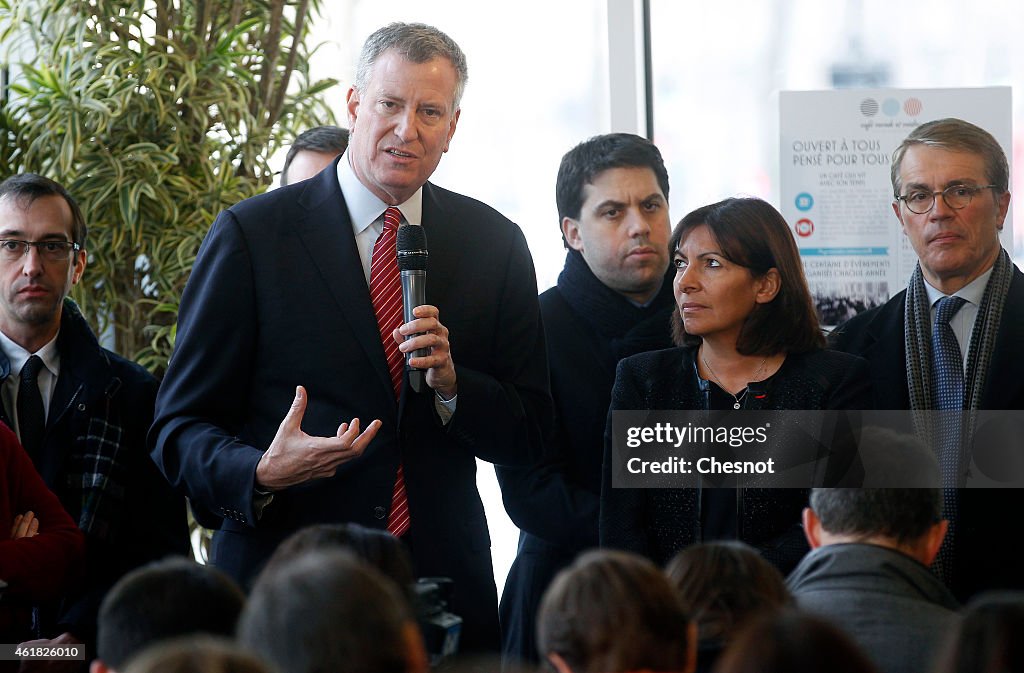 New York Mayor Bill De Blasio On A One Day Visit In Paris