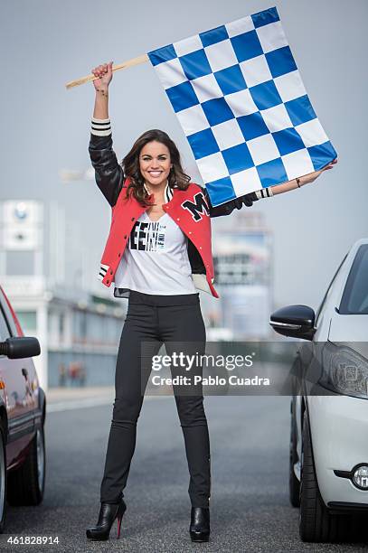 Lara Alvarez presents the new 'Peugeot 208 GTI' to celebrate it's 30th anniversary at the Jarama racetrack on January 20, 2015 in Madrid, Spain.