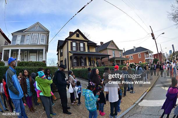 The Childhood house of Martin Luther King Jr during the MLK March and rally on January 19, 2015 in Atlanta, Georgia.