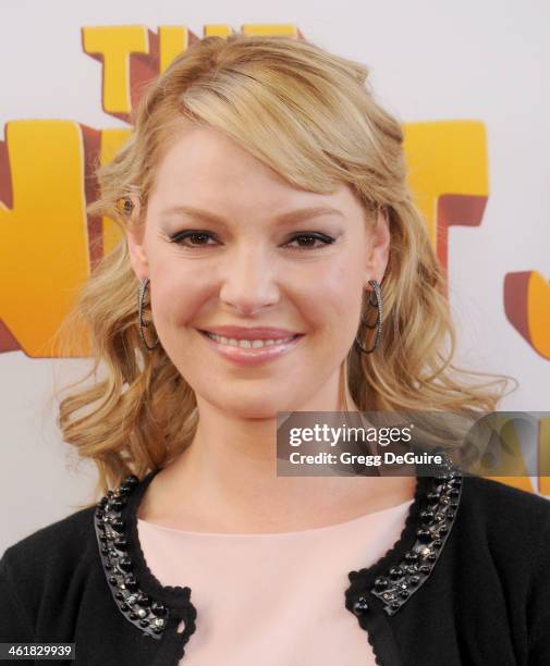 Actress Katherine Heigl arrives at the Los Angeles premiere of "The Nut Job" at Regal Cinemas L.A. Live on January 11, 2014 in Los Angeles,...