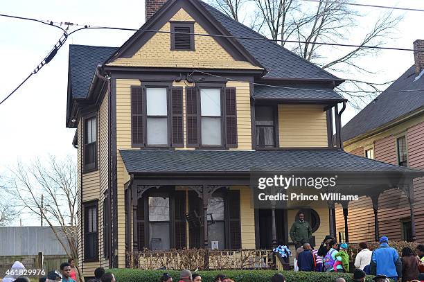 The Childhood house of Martin Luther King Jr during the MLK March and rally on January 19, 2015 in Atlanta, Georgia.