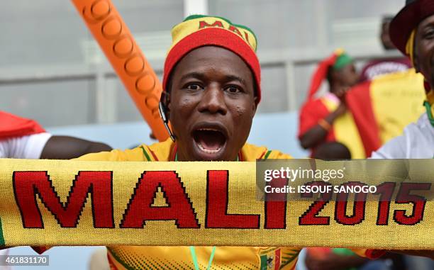 Mali's national football team supporters cheer during the 2015 African Cup of Nations group D football match between Mali and Cameroon in Malabo on...