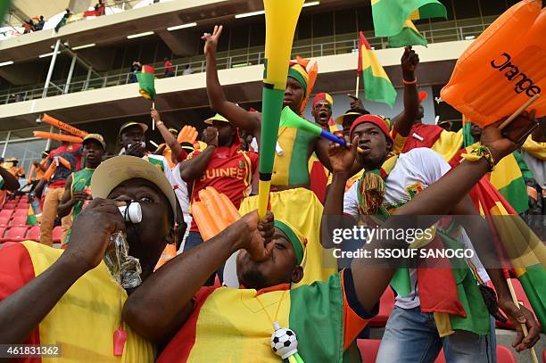 Mali's national football team supporters cheer during the 2015 African Cup of Nations group D football match between Mali and Cameroon in Malabo on...