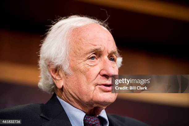 Rep. Sander Levin, D-Mich., speaks during the press conference on Tuesday, Jan. 20 to announce legislation "to tighten restrictions on corporate tax...