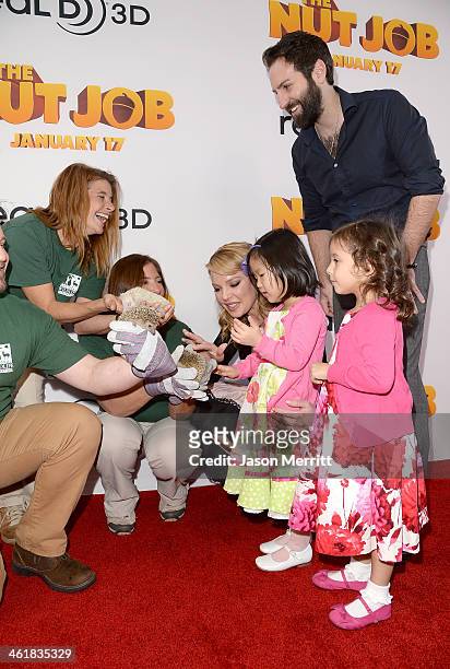 Actress Katherine Heigl, husband Josh Kelley and daughter Nancy 'Naleigh' Leigh attend the premiere of 'The Nut Job' at Regal Cinemas L.A. Live on...