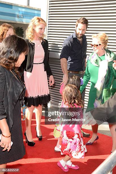 Actress Katherine Heigl, husband Josh Kelley and daughter Nancy 'Naleigh' Leigh attend the premiere of 'The Nut Job' at Regal Cinemas L.A. Live on...