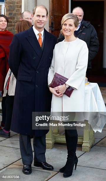 Prince Edward, Earl of Wessex and Sophie, Countess of Wessex visit the Tomorrow's People Social Enterprises at St Anselm's Church, Kennington on the...