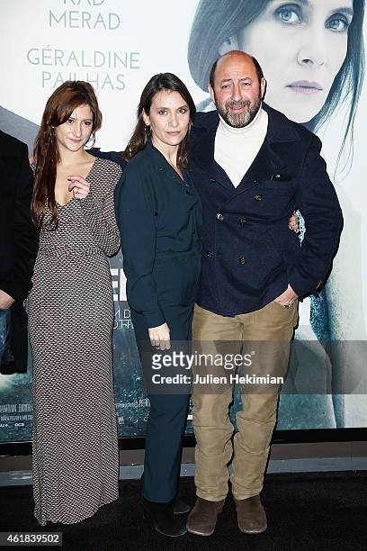 Lola Creton, Geraldine Pailhas and Kad Merad attend 'Disparue En Hiver' Paris Premiere at UGC Cine Cite Bercy on January 20, 2015 in Paris, France.