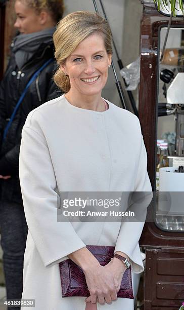 Sophie, Countess of Wessex visits Tomorrow's People Social Enterprises at St. Anselm's Church on her 50th birthday on January 20, 2015 in London,...