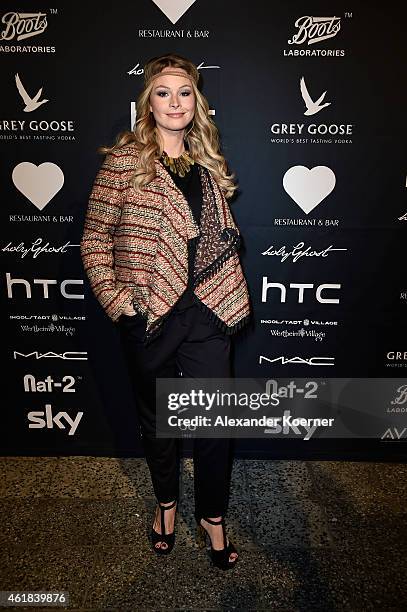 Jane Julie Kilka attends the Holy Ghost show during the Mercedes-Benz Fashion Week Berlin Autumn/Winter 2015/16 at Ho Project Space on January 20,...