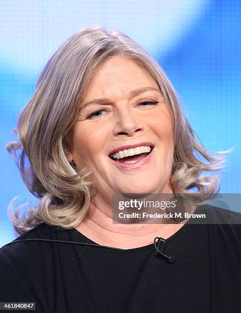 Actress Kelly McGillis speaks onstage during the 'Love Finds You in Sugar Creek, Ohio' panel discussion at the UP portion of the 2014 Winter...