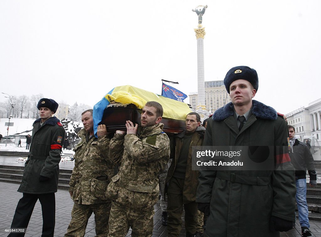 Funeral ceremony of 'Aidar' battalion soldier Sergey Nikonenko in Kiev