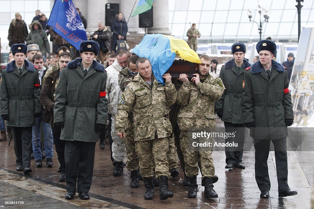 Funeral ceremony of 'Aidar' battalion soldier Sergey Nikonenko in Kiev