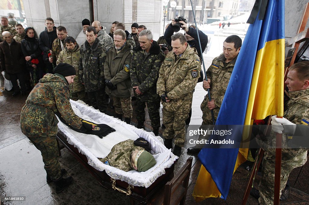 Funeral ceremony of 'Aidar' battalion soldier Sergey Nikonenko in Kiev