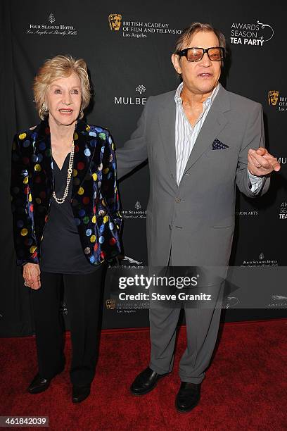 Patricia McCallum and husband, actor Michael York arrive at the BAFTA Los Angeles Awards Season Tea Party at the Four Seasons Hotel Los Angeles at...