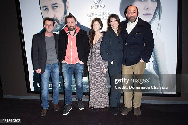 Christophe Lamotte, Francis Renaud, Lola Creton, Geraldine Pailhas and Kad Merad attend the 'Disparue en hiver' Paris premiere at UGC Cine Cite Bercy...