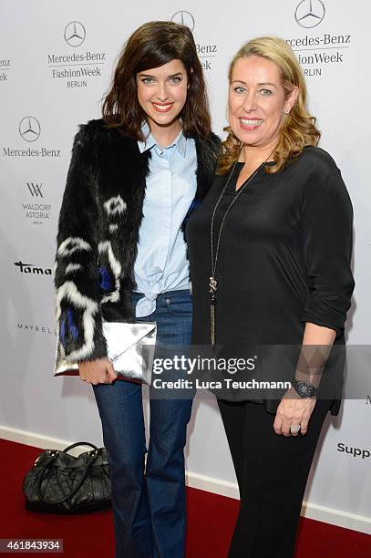 Maria Nasemann and Martina Cruse attends the Riani show during the Mercedes-Benz Fashion Week Berlin Autumn/Winter 2015/16 at Brandenburg Gate on...