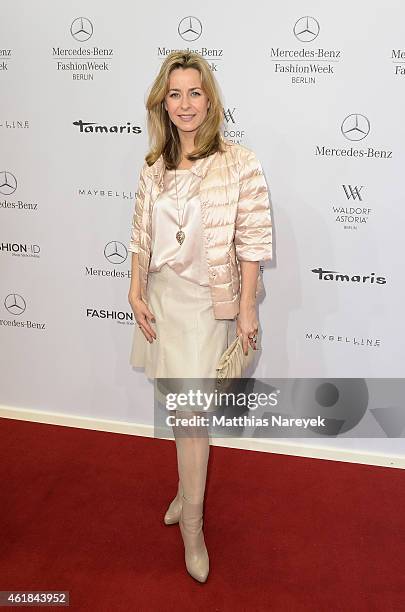 Bettina Cramer attends the Riani show during the Mercedes-Benz Fashion Week Berlin Autumn/Winter 2015/16 at Brandenburg Gate on January 20, 2015 in...